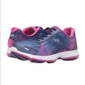 Ryka Womens 9.5 Devotion Plus 2 Walking Sneakers Blue Pink Comfort Athletic Shoe